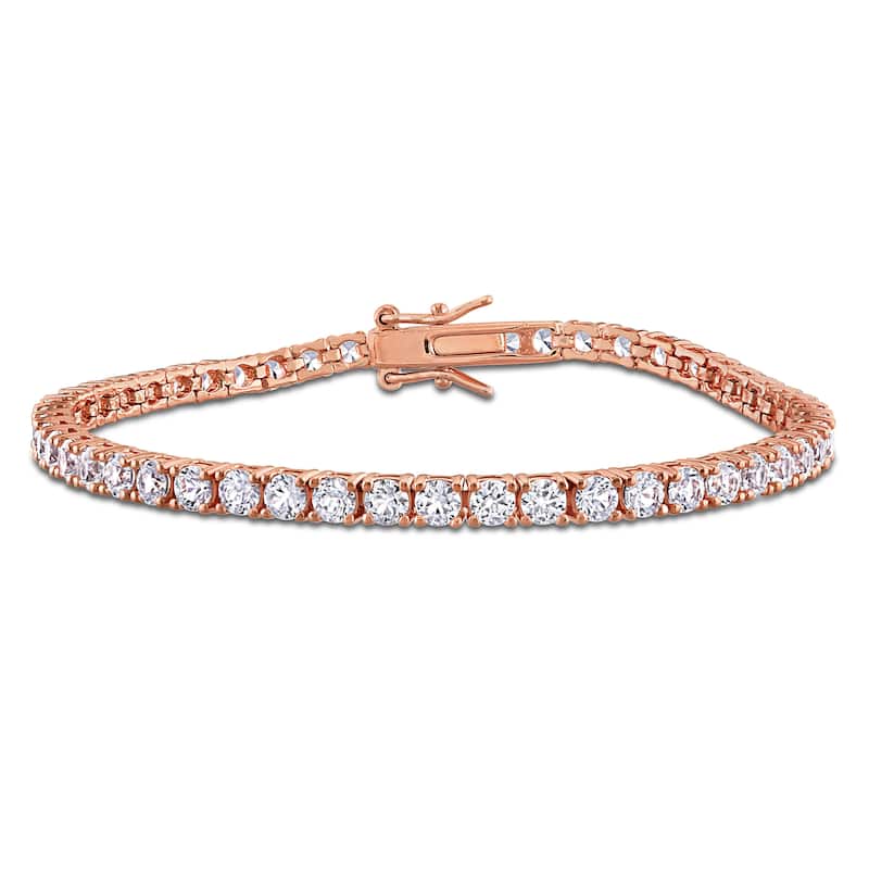 Miadora 9ct TGW Created White Sapphire Tennis Bracelet Rose Silver-7.25 in