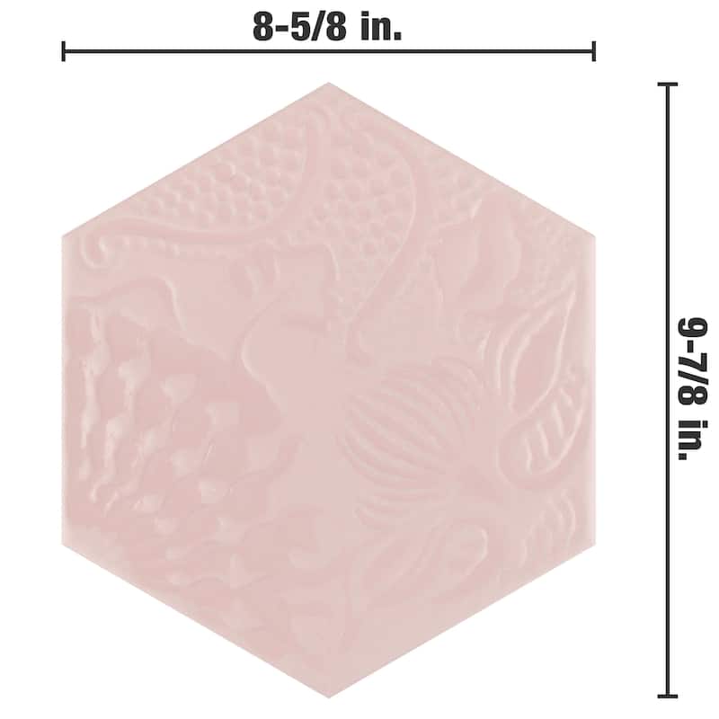 Merola Tile Gaudi Lux Hex Rose 8-5/8" x 9-7/8" Porcelain Floor and Wall Tile