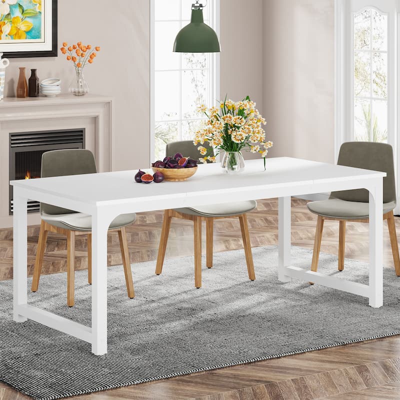 71" Modern Dining Table for 6-8, Kitchen Table for Dining Room - 70.87" L x 31.50" W x 29.53" H - White