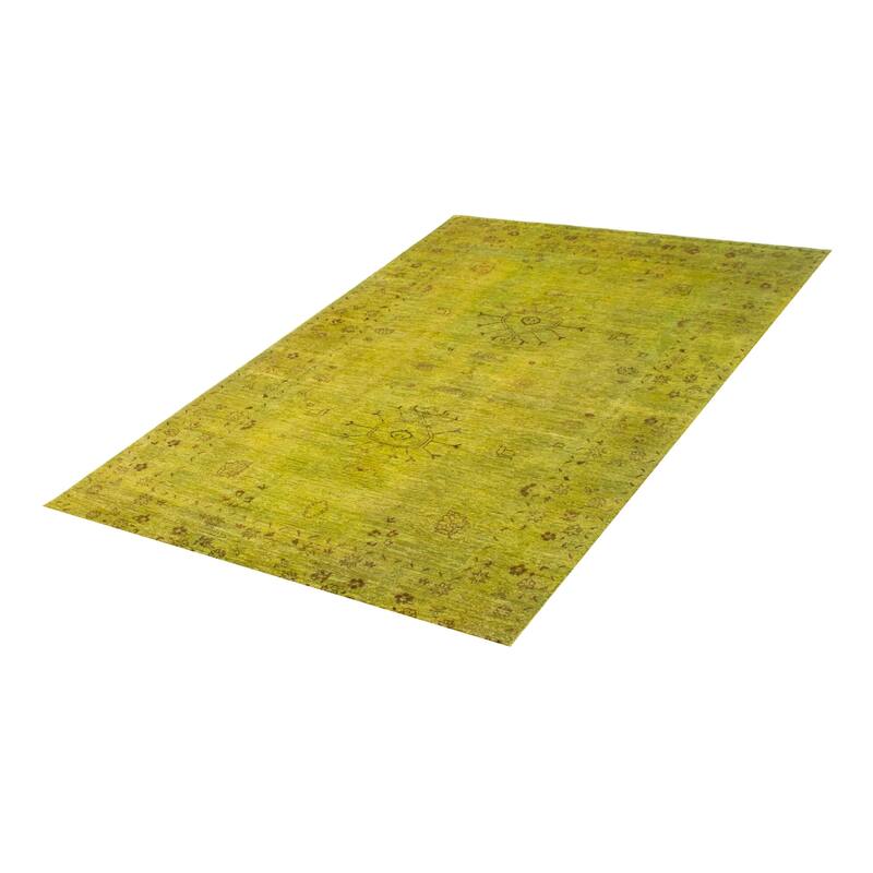 ECARPETGALLERY Hand-knotted Vibrance Lime Wool Rug - 6'0 x 8'9