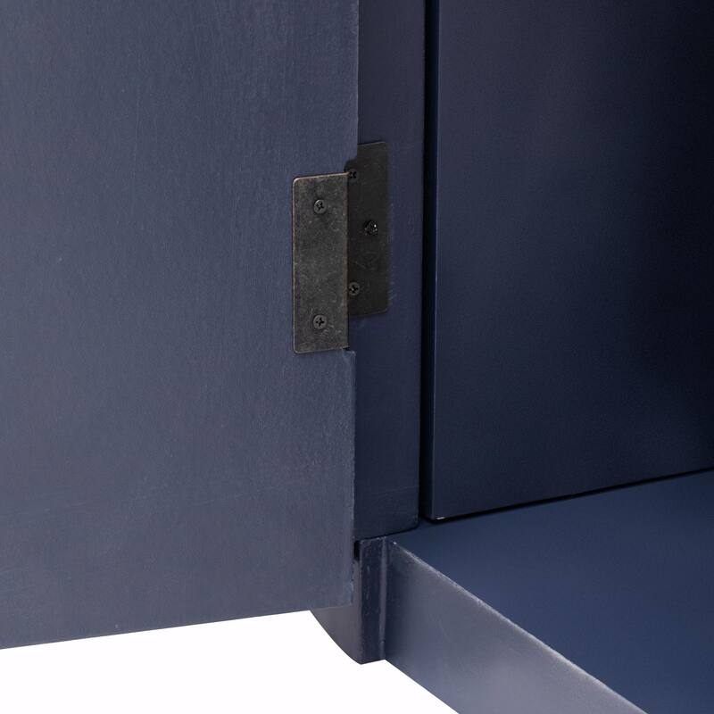 Vertical Striped Door Storage Cabinet with Metal Handles, Adjustable Shelves