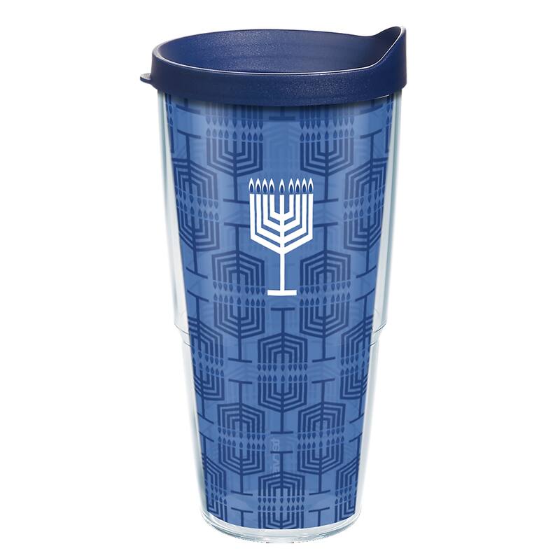 Tervis Chanukah Hanukkah Menorah Pattern Made in USA Double Walled Insulated Travel Tumbler, Classic - 24oz