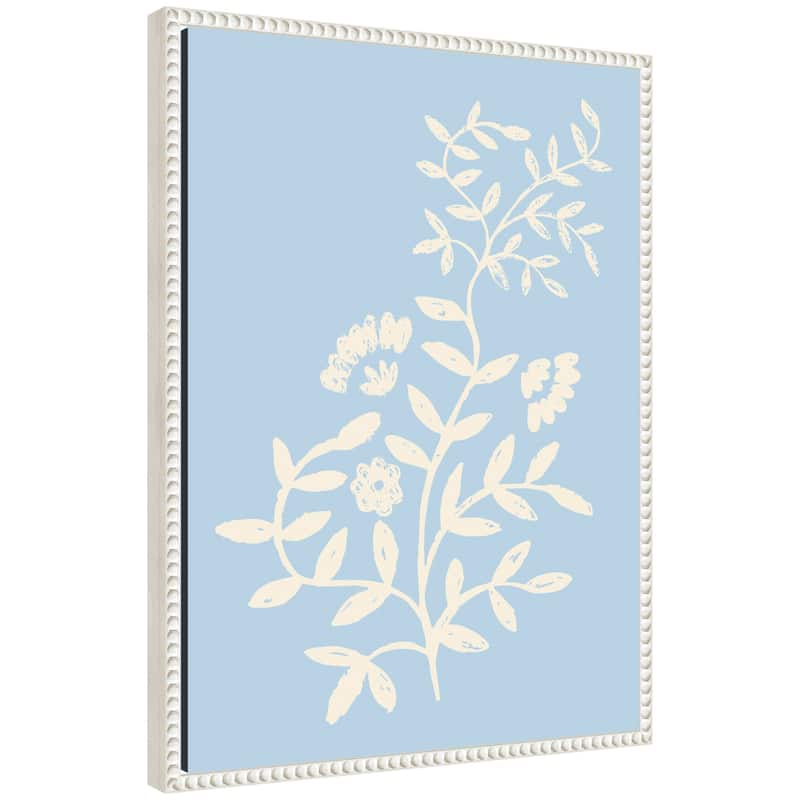 Kate and Laurel Country Chintz Botanical Pale Blue by Vicky Yorke Framed Canvas Wall Art Print - 18 x 24