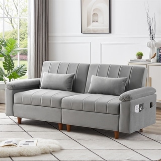 Convertible Comfortable Sleeper Velvet Sofa Couch with Storage - Bed ...