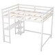 preview thumbnail 19 of 22, Full Size Loft Bed Wood Bed Frame with Built-in Desk and Shelves, Full Length Safety Guardrail for Kids Teens Bedroom/Dorm