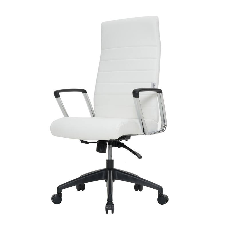 Leather Office Chair - Ergonomic High-Back Executive Desk Chair - Adjustable Height Swivel Task Chair