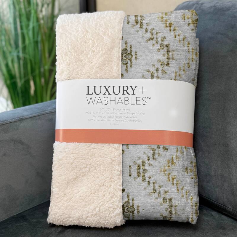 Premium Machine Washable Boho Global Sherpa Throw Blanket