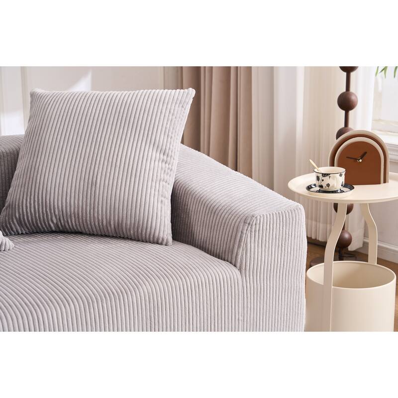 101.6" L-Shaped Corduroy Sectional Sofa with Chaise & Pillows