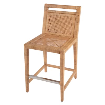 Brielle 24 in. Seat Height Rattan Woven Counter Stool with Back