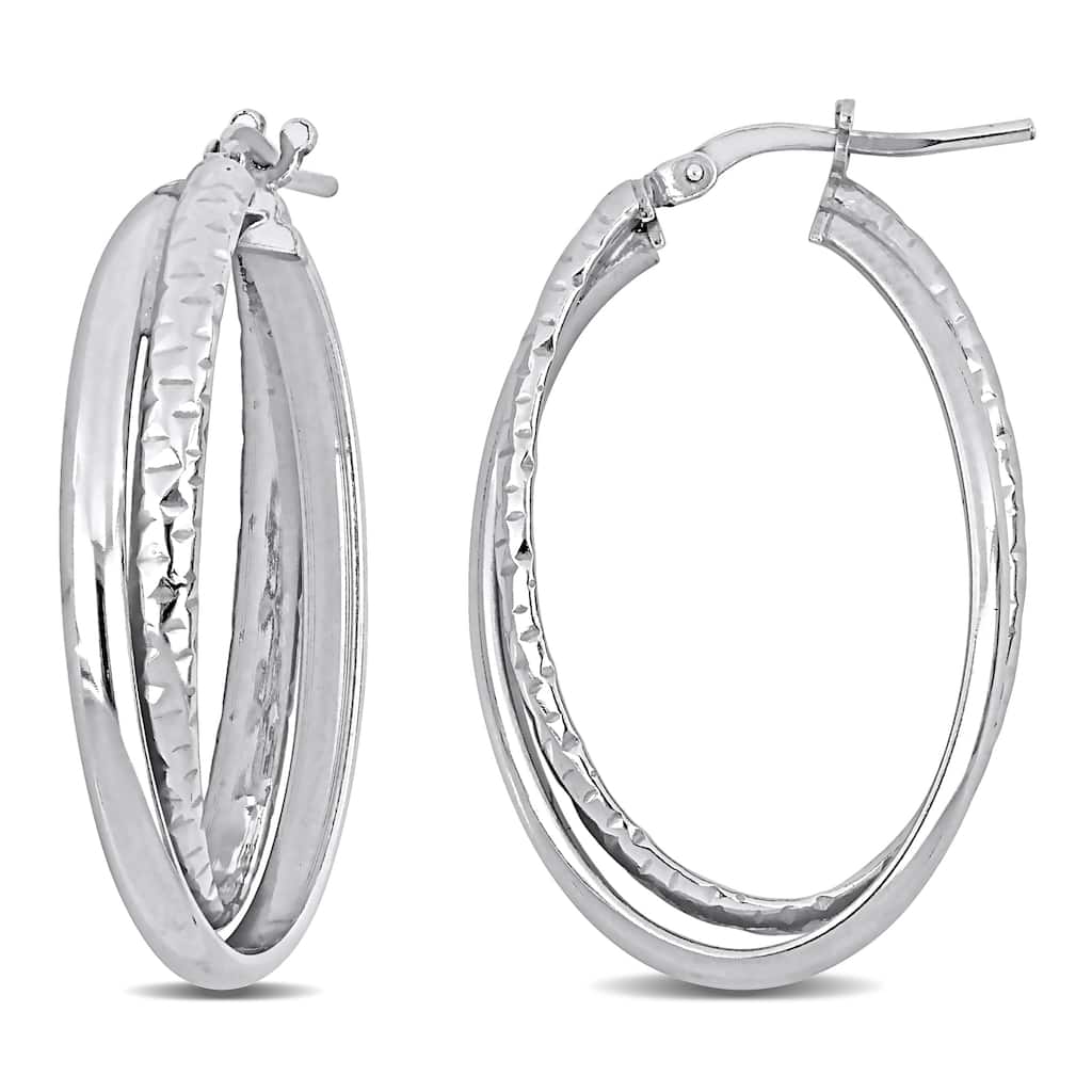 Miadora Sterling Silver Hoop Earrings