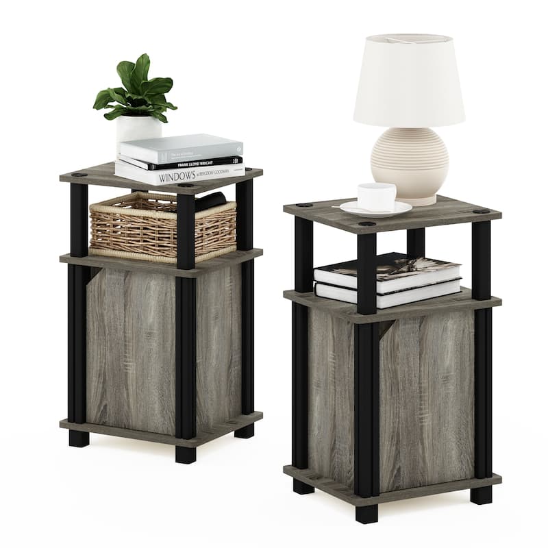 Furinno Brahms 3-Tier End Table with Door