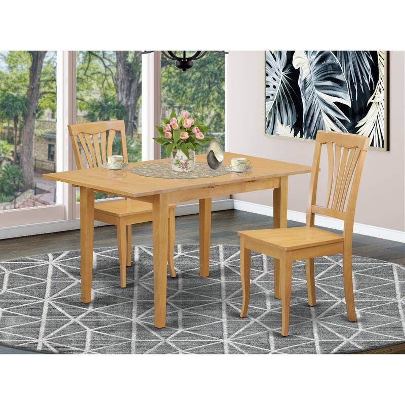 East West Furniture Dining Room Table Set Contains a Rectangle Kitchen Table and 2 Dining Chairs (Chair Seat Type Options)