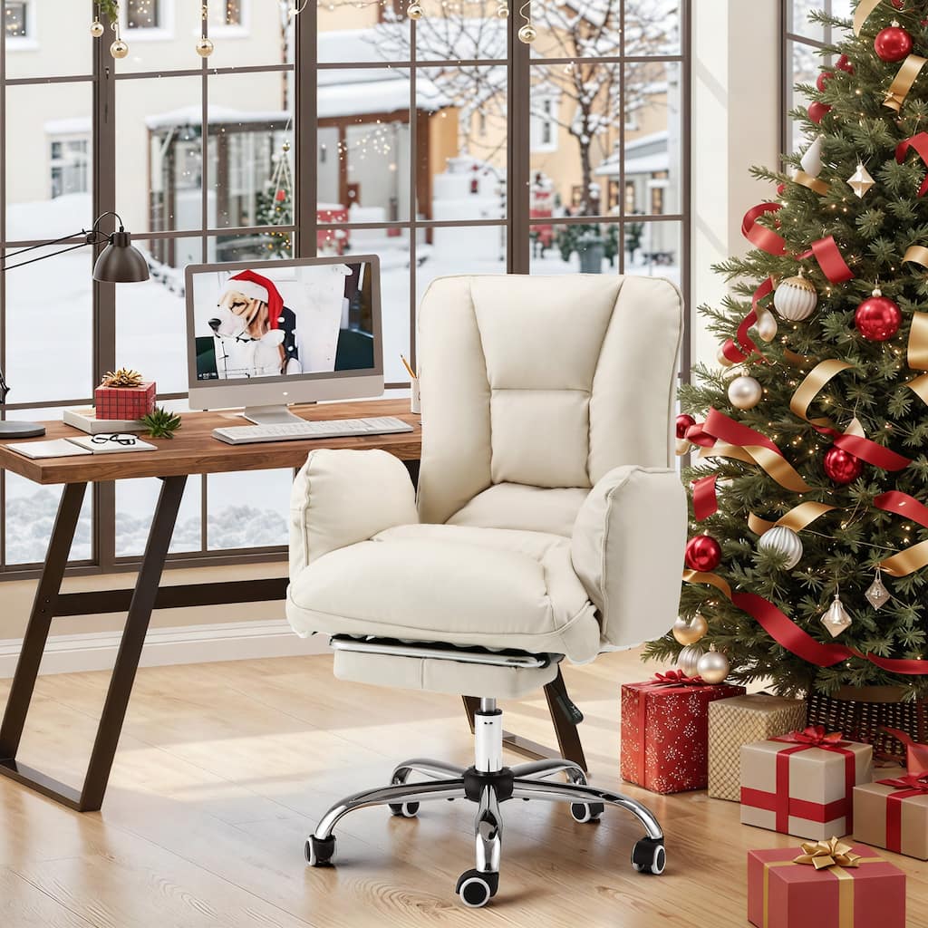 EROMMY Ergonomic Home Office Chair with High Back, Footrest, Lumbar Support, and Adjustable Height - Ideal for Vanity, Gaming