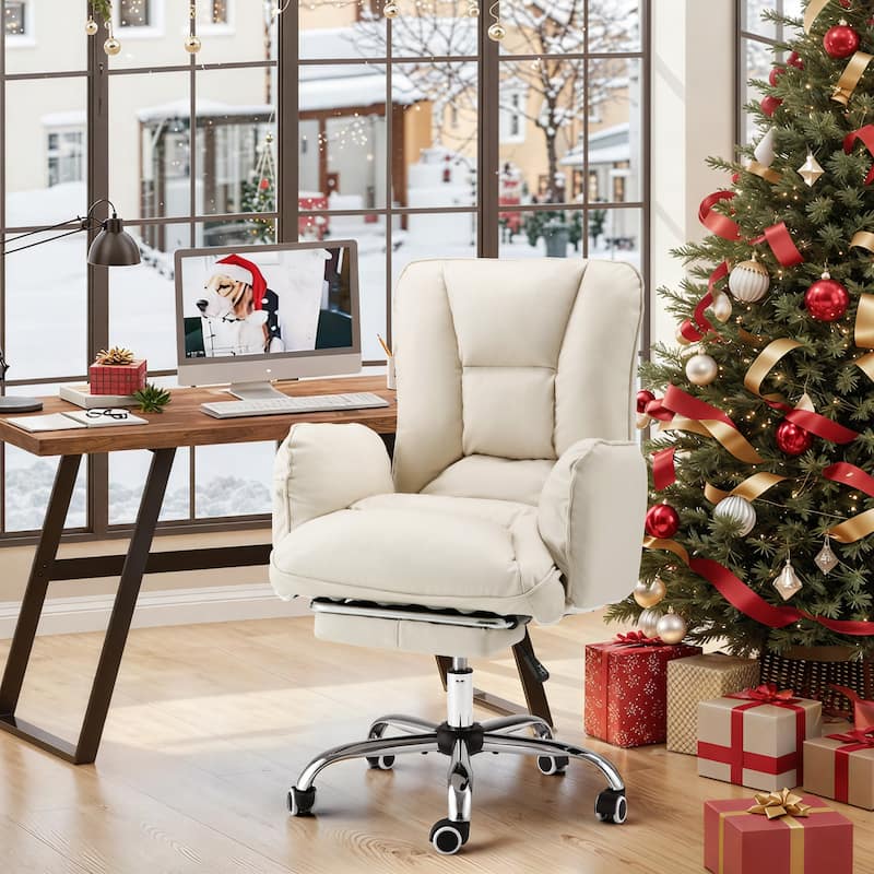 EROMMY Ergonomic Home Office Chair with High Back, Footrest, Lumbar Support, and Adjustable Height - Ideal for Vanity, Gaming - Premium