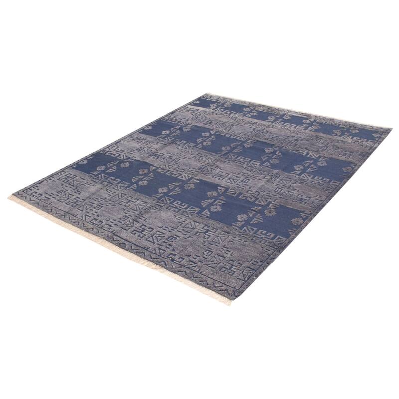 ECARPETGALLERY Hand-knotted Tangier Navy Wool Rug - 8'3 x 10'0