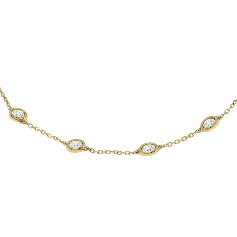 Marquee 3/4 Carat TW Bezel Set Genuine Diamond Station Bracelet in 14K Yellow Gold