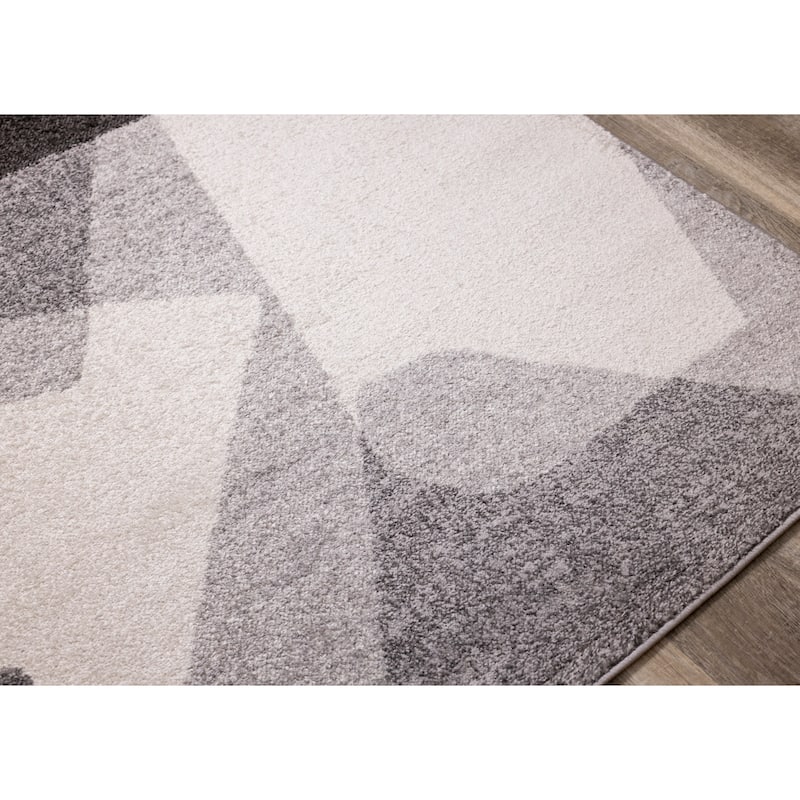 Flynn Collection - Grey/White Geometric Shapes Rug