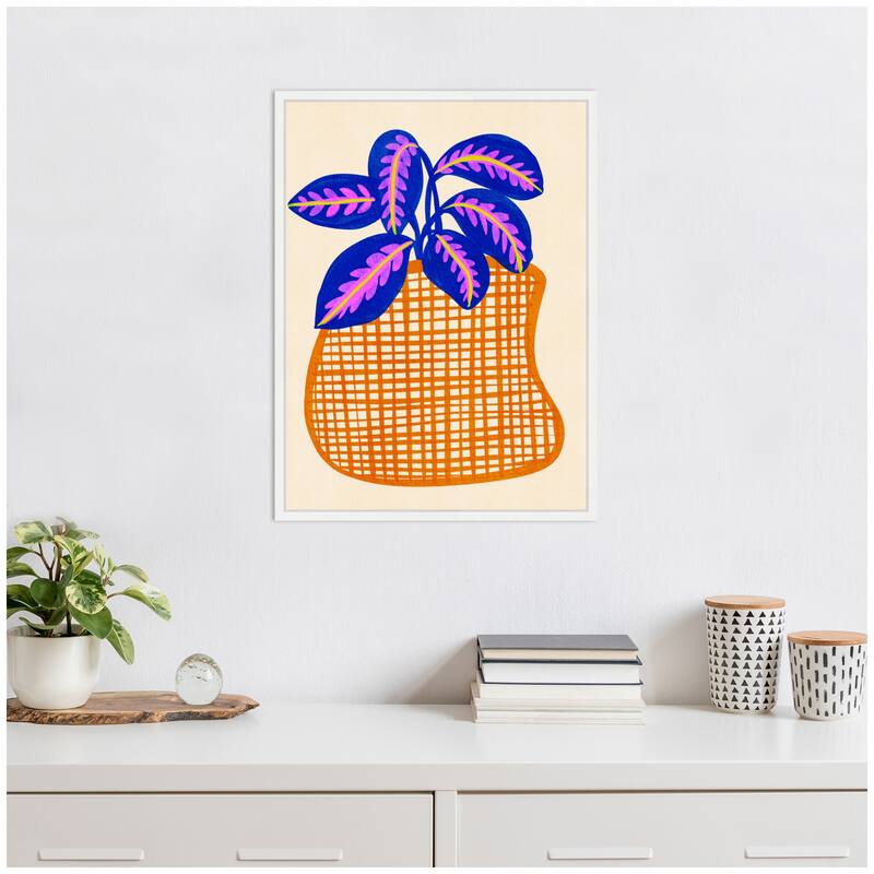 Kate and Laurel Sylvie Potted Foliage Framed Canvas by Nikita Jariwala