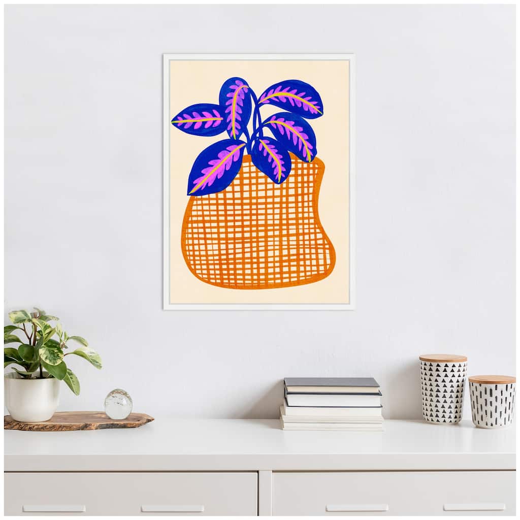 Kate and Laurel Sylvie Potted Foliage Framed Canvas by Nikita Jariwala