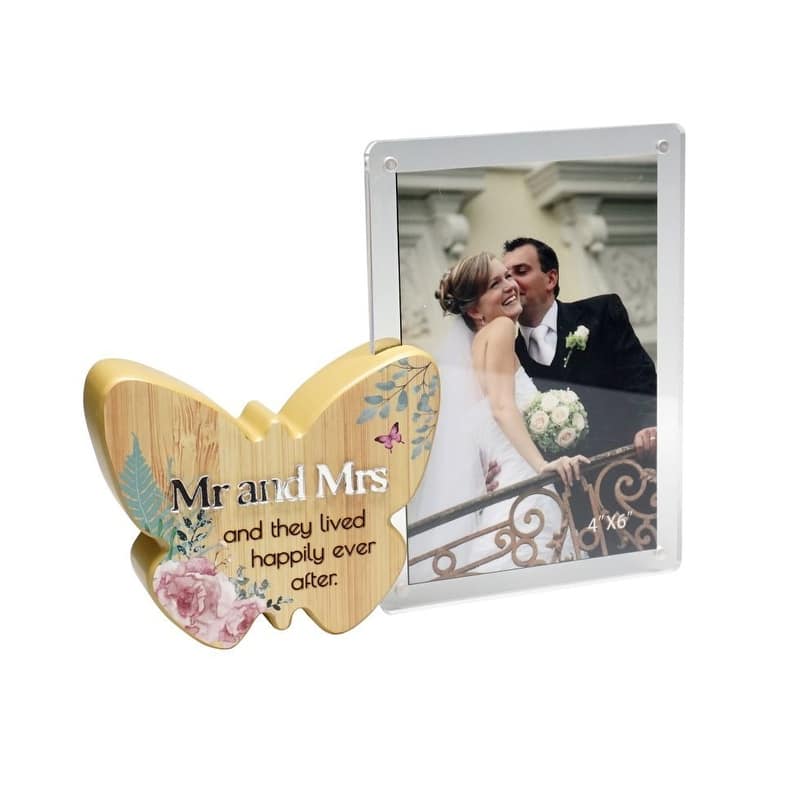 Butterfly With Text And Clear Photo Frame- Mr And Mrs Photo Frame