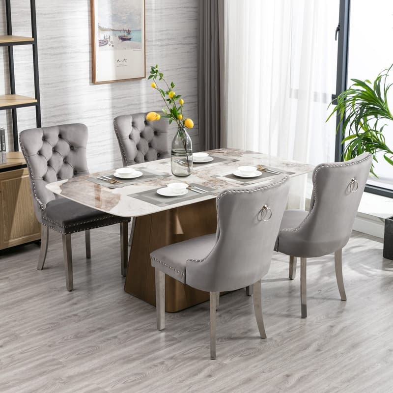 Contemporary Velvet Upholstered Dining Chair Set of 4