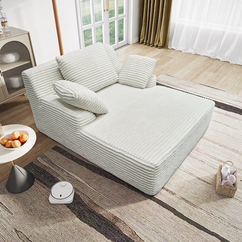 GDFStudio - Corduroy 1-Seater 51" Chaise Lounge Sleeper with Pocket-Spring Support