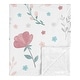 preview thumbnail 1 of 3, Pop Floral Rose Flowers Girl Baby Receiving Security Swaddle Blanket - Blush Pink Teal Turquoise Aqua Blue Grey Boho Shabby Chic