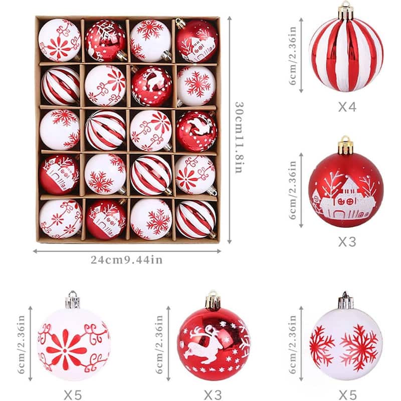 20PCS 2.36in Decorative Christmas Balls Ornaments for Xmas Tree Decor - N/A