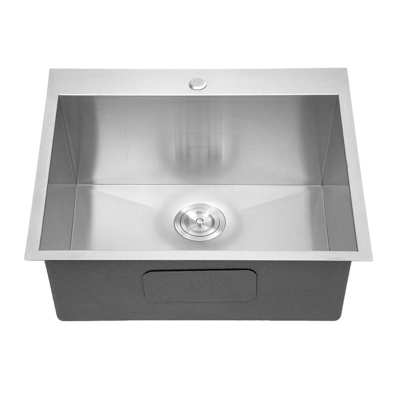 Drop-In 16 Gauge Single Bowl Stainless Steel Kitchen Sinks in Brushed Nickel