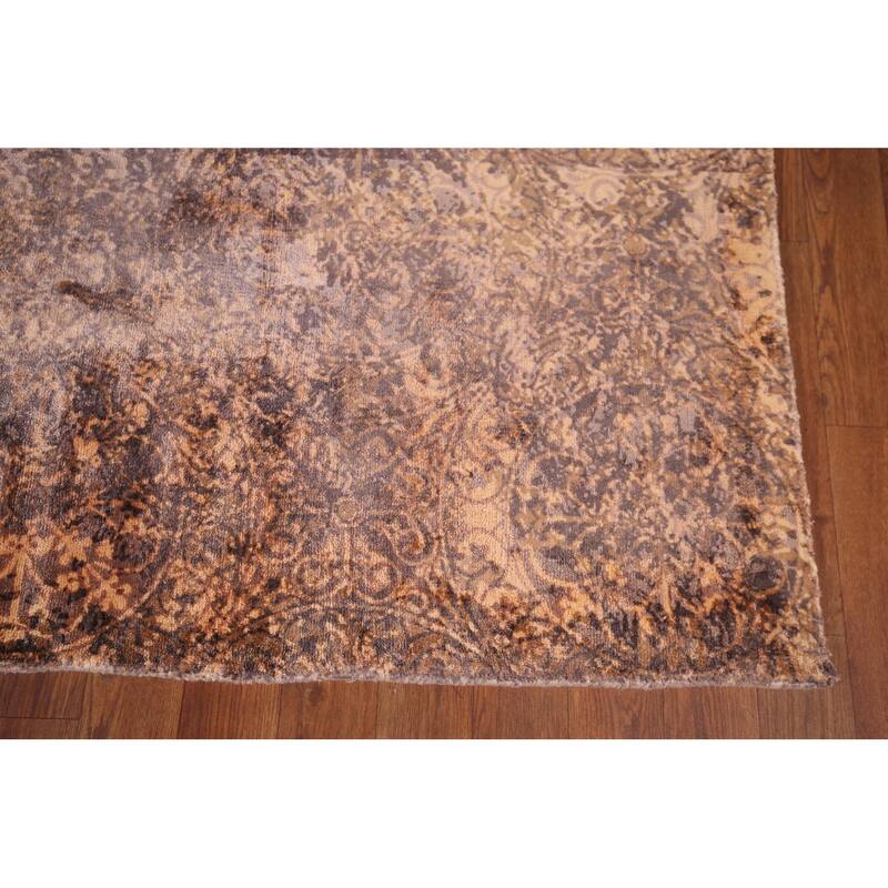 Abstract Indian Area Rug Hand-Knotted Wool Carpet - 8'2"x 11'5"
