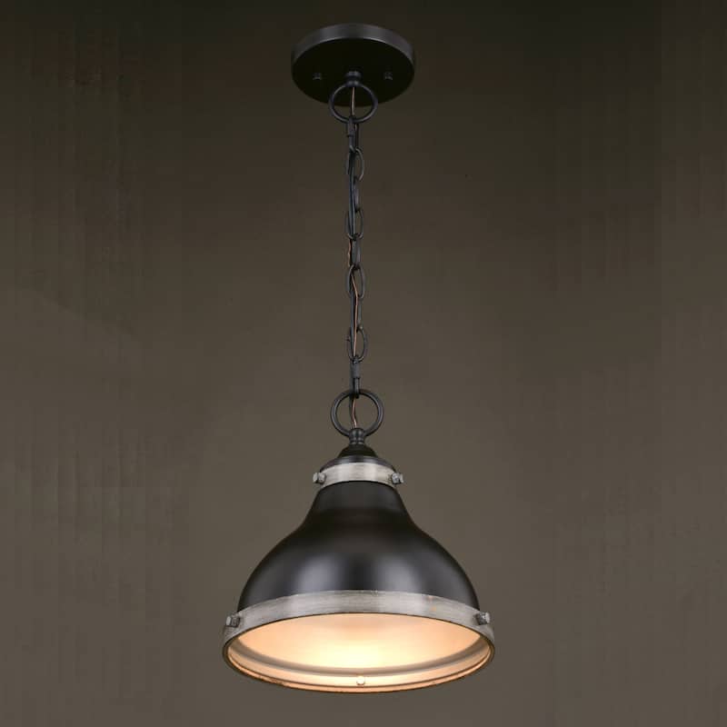 Sheffield 1L Dark Bronze and Gray Farmhouse Dome Pendant Light