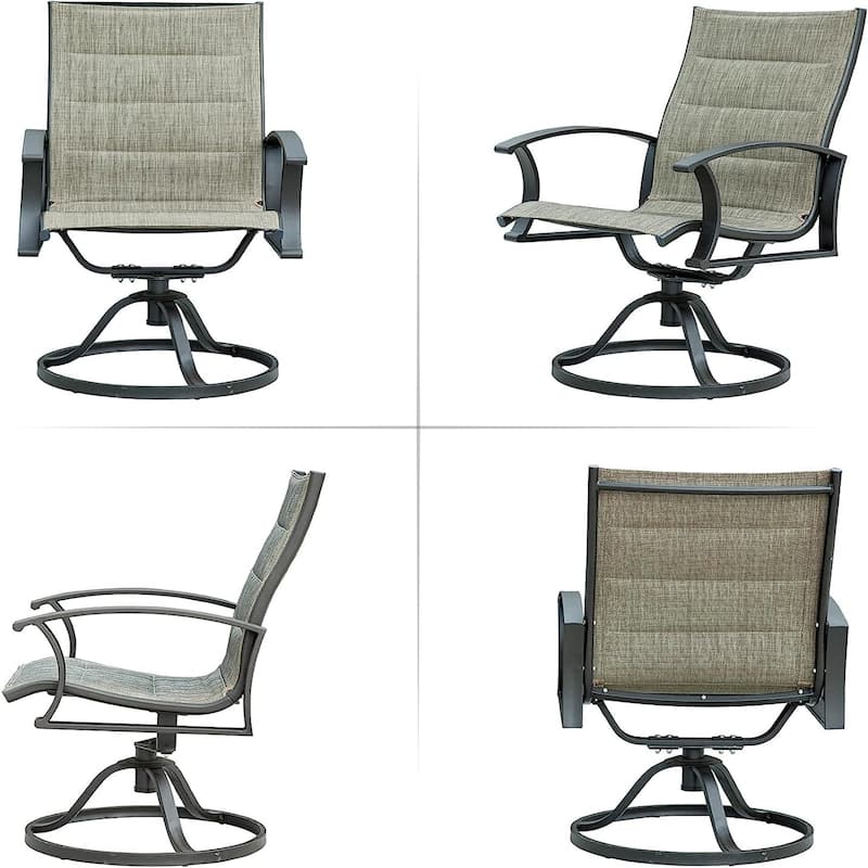 Swivel Metal Steel Chair with Textile Mesh Fabric Outdoor Dining Chairs ...
