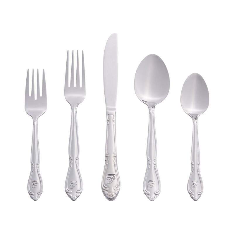 RiverRidge Rose Flatware 46-Piece Monogrammed and Non-Monogrammed Stainless Steel Silverware Set for 8