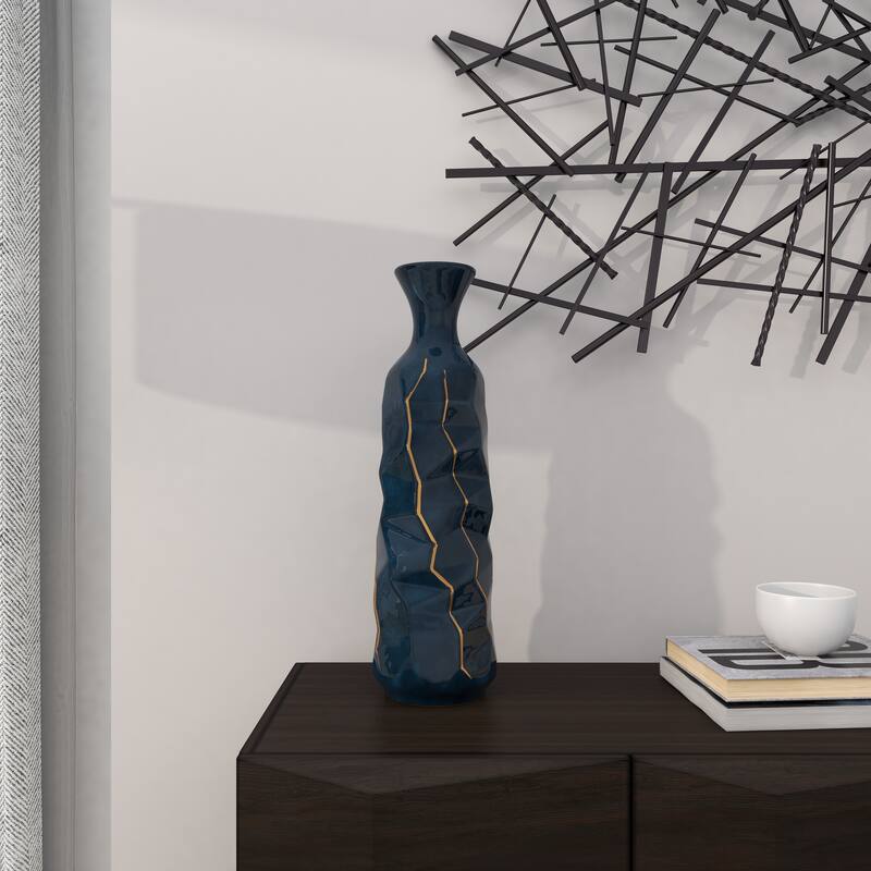 Blue Modern Smooth Glazed Stoneware Vase