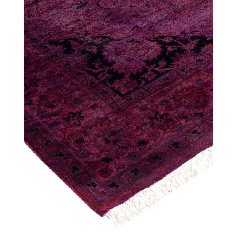 Overton Hand Knotted Wool Vintage Inspired Modern Contemporary Overdyed Pink Area Rug - 4' 2" x 6' 3"