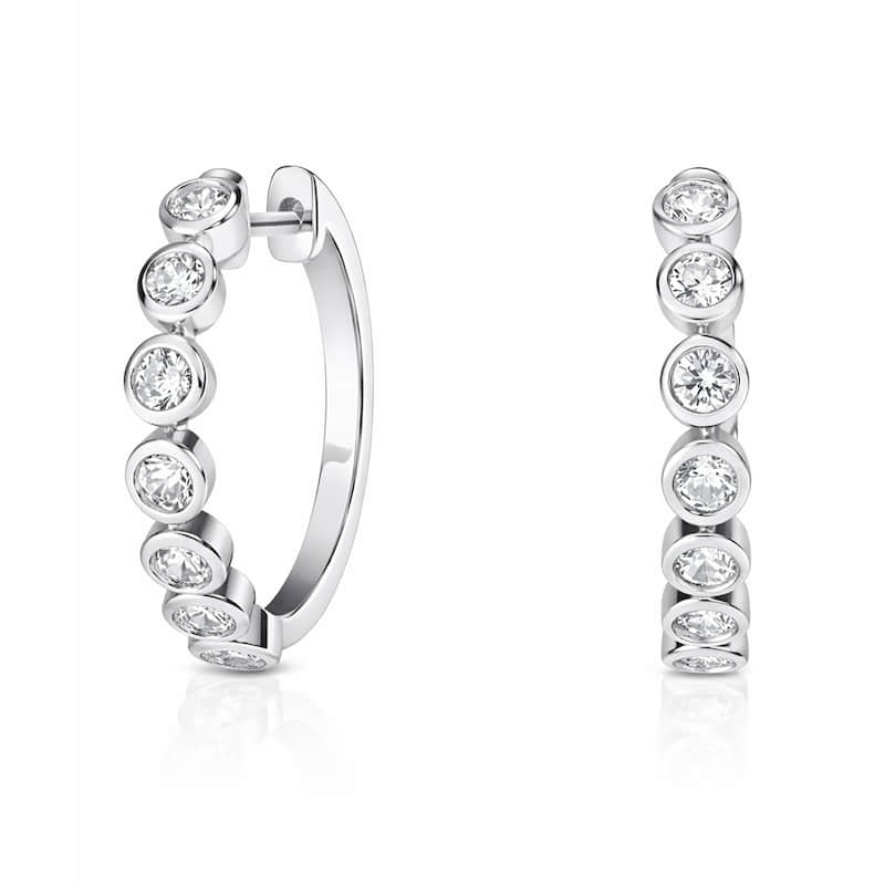Auriya 14k Gold Lab Grown Diamond Round Bezel Hoop Earrings 1.00 to 4.00 ct. tw. (F-G VS) - White