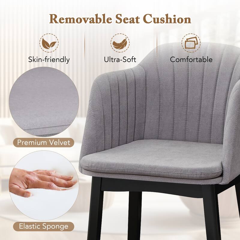 Gymax 2PCS Modern Dining Chairs Upholstered Velvet Accent Chairs w/