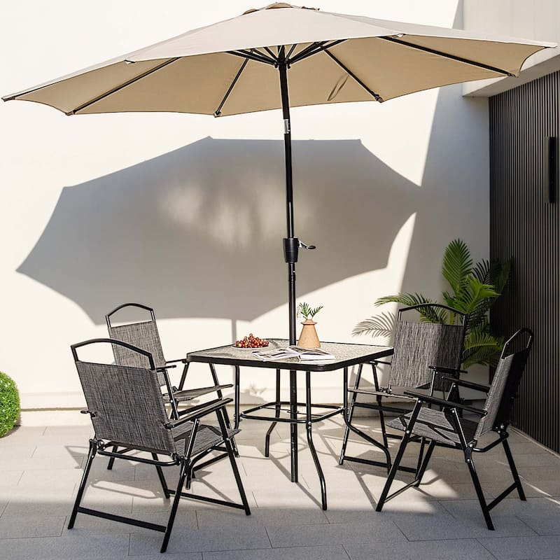 Costway Patio Folding Dining Chairs Set of 4 with Cozy Seat Fabric & - See Details