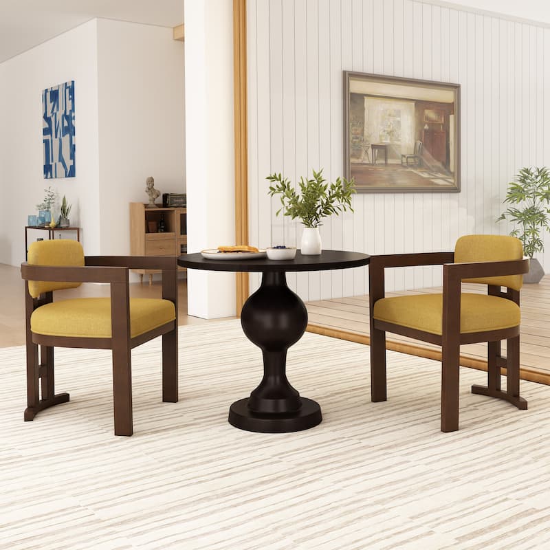 Roomfitters Modern Velvet Upholstered Dining Chairs with Solid Wood Legs, Set of 2