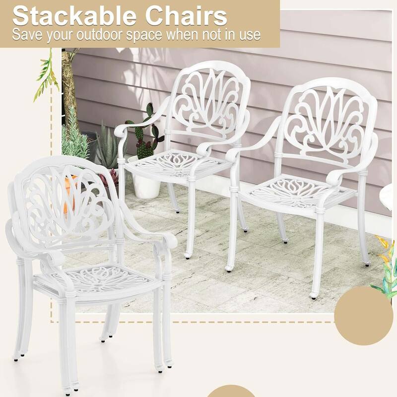 2/4-Pack Stackable Aluminum Patio Chairs w/ Armrests
