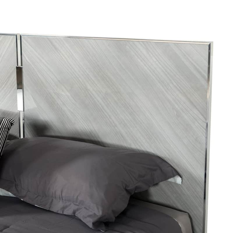 Jecky King Size Bed, Low Profile, Angled Legs, Italian Inspired Gray