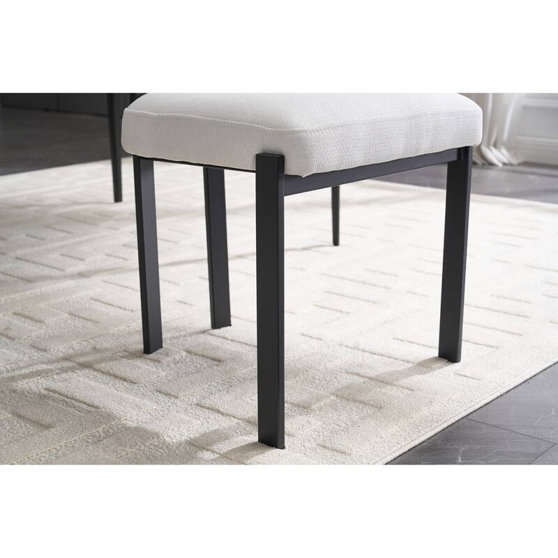 Modern Dining Room Chairs Set of 2, Mid-Century Upholstered Boucle Kitchen Dining Chairs with Metal Legs