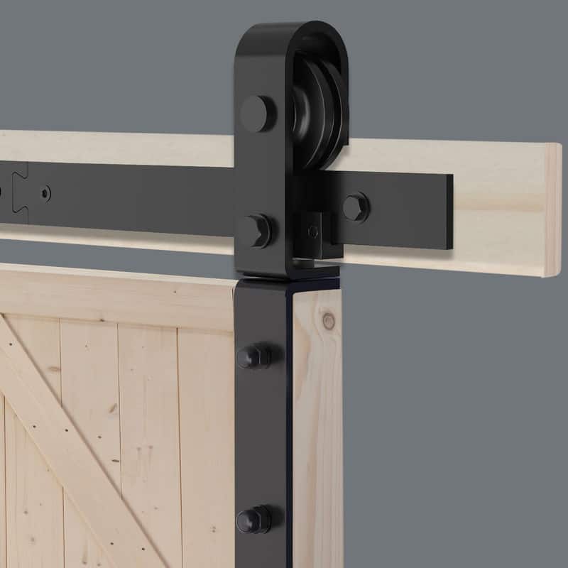 60" Sliding Barn Door Hardware Kit for 2 Doors, J Shape,No Door (Track Length 60" for Double 28" Wide Door)
