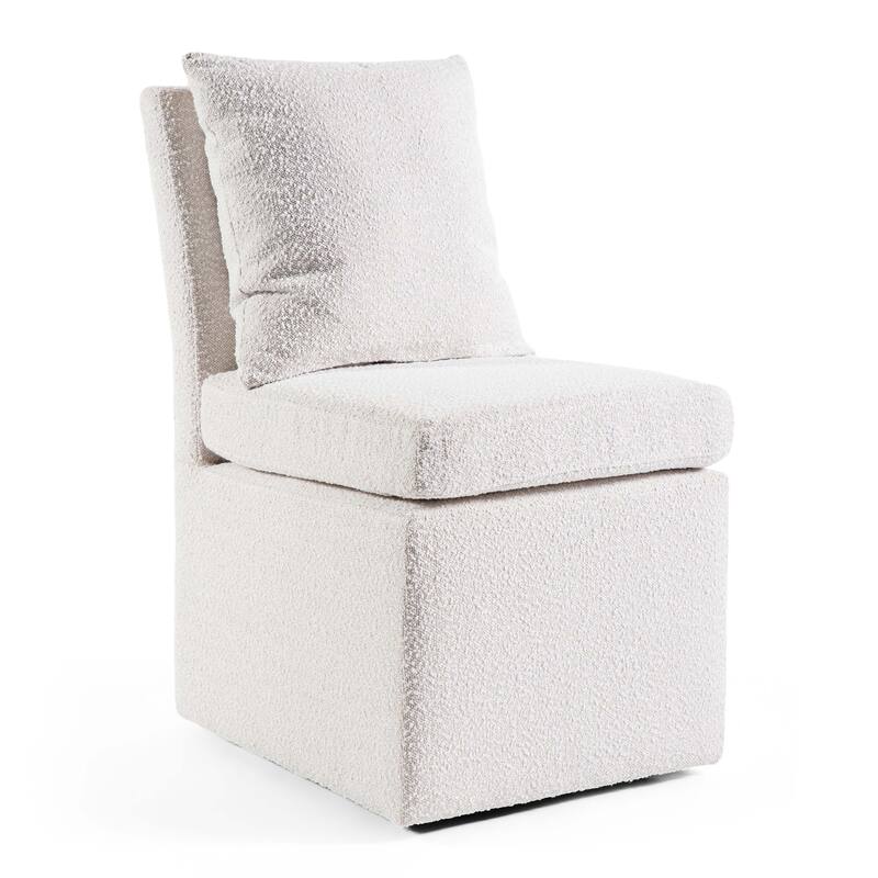 Furniture of America Torin Modern 5-Piece White Marble Top Round Dining Set with Boucle Upholstered Chairs