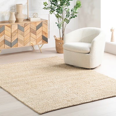 Home Conservatory Textured Handwoven Jute Area Rug