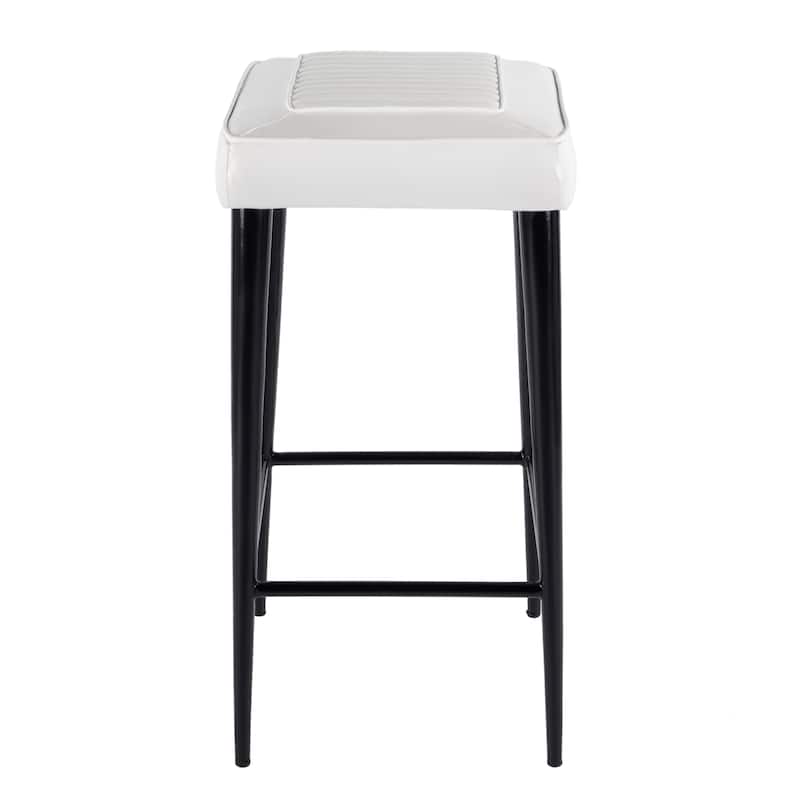 Maxwell 32"H Seat Leather and Metal Square Bar Stool