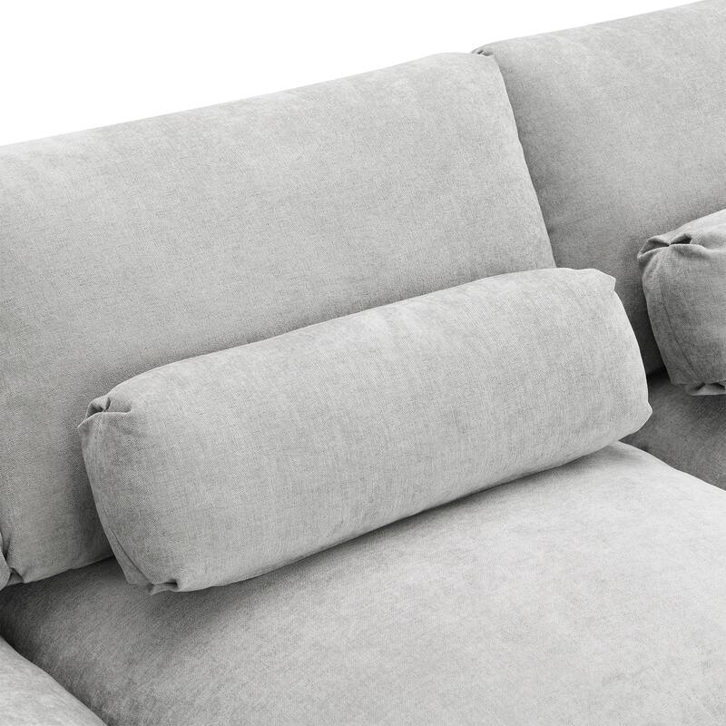 U-Shaped Modular Sectional Sofa, Modern 5 Seater Modular Sectional Couch with Movable Ottoman, Pillows, Storage Pockets