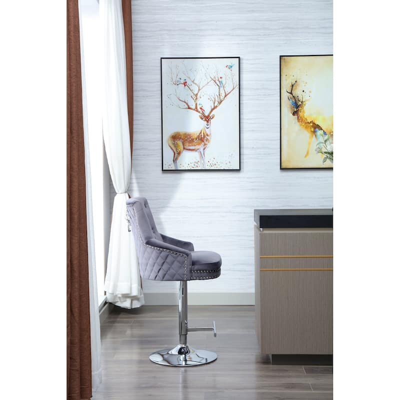 Home Beyond Adjustable Swivel Bar Stool Kitchen Chair Velvet Counter Barstool with Footrest