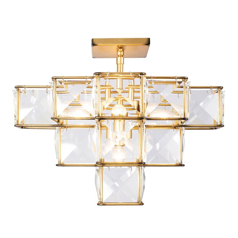 Varaluz Cubic 5-Light Semi-Flush Ceiling Light - Calypso Gold - Gold