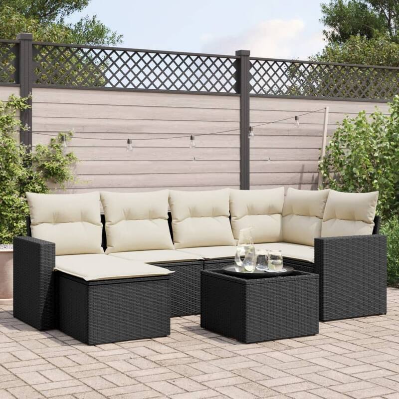 vidaXL Garden Sofa Set Black, Cream White - 21.7 x 21.7 x 14.6